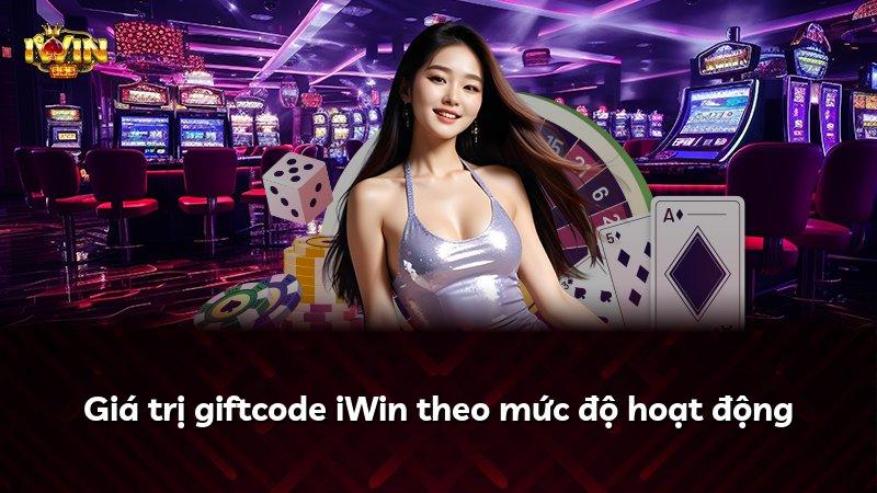 Giá trị giftcode iWin theo mức độ hoạt động
